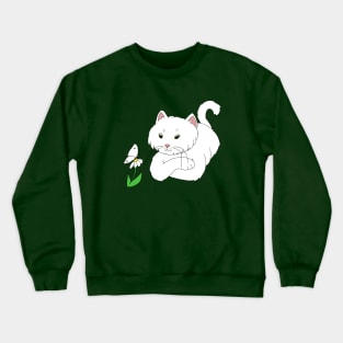 Cute White Cat Crewneck Sweatshirt